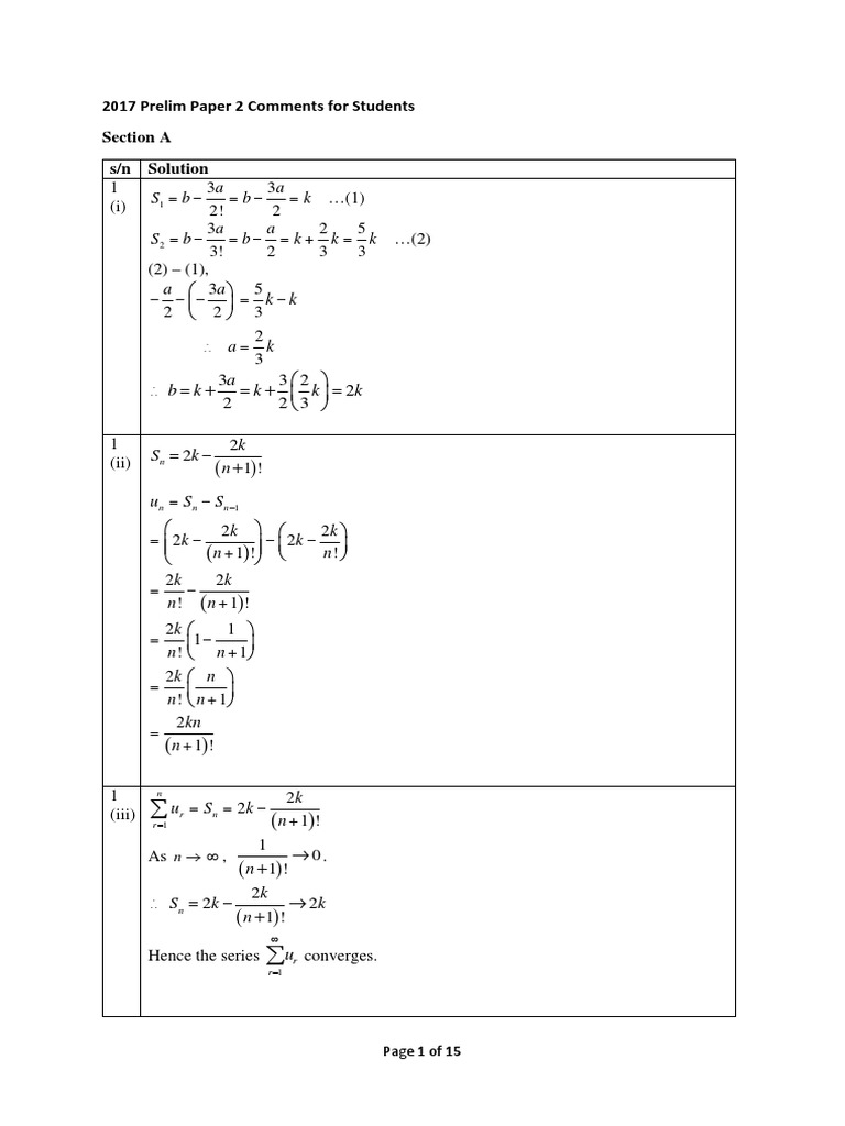 2017 Prelim Paper 2 Comments For Students Section A S/N Solution | PDF ...