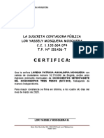 Certificado de Ingreso Lorena