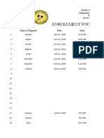 Enrollment Focal Person Report: Department of Education