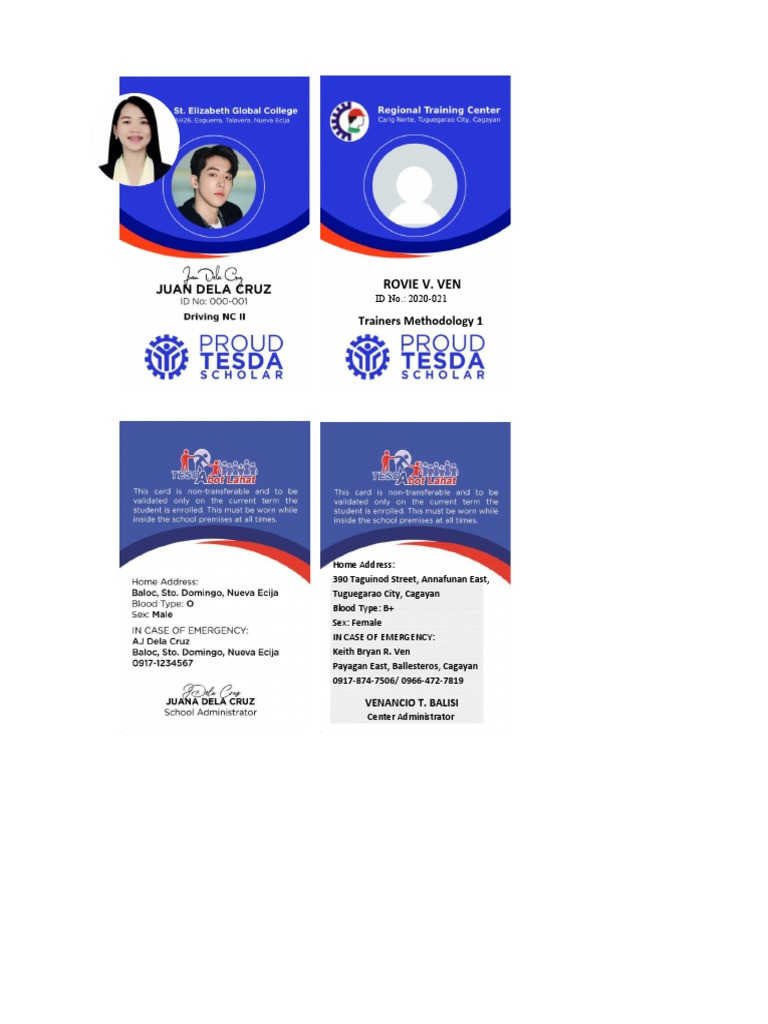 TESDA ID Template Sample | PDF