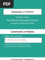 Datatypes in Python: The Mandvi Education Society