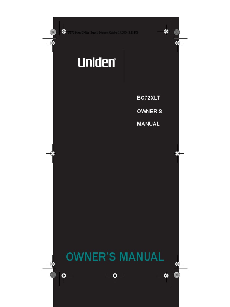 Uniden - BC72XLT VHF-UHF Scanner - Manual PDF | PDF | Radio | Headphones