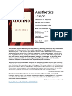 Theodor W Adorno Aesthetics 1958 59 PDF