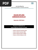 Online Diploma Admission Booklet: September 2020 Batch