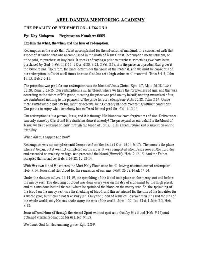 The Reality of Redemption PDF Salvation Religious Belief And Doctrine