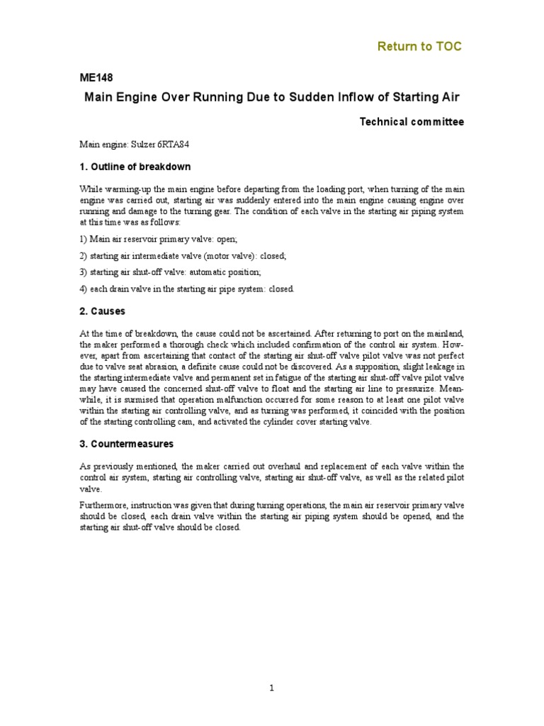Main Engine Overrunning Causes & Solutions | PDF
