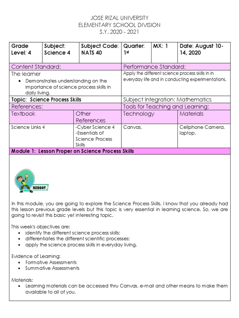 Grade 4 Science Process Skills Module | PDF | Science | Learning