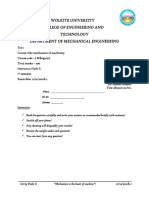 Mechanism of Machinery Test 1 2010 E.C (Summer Students)