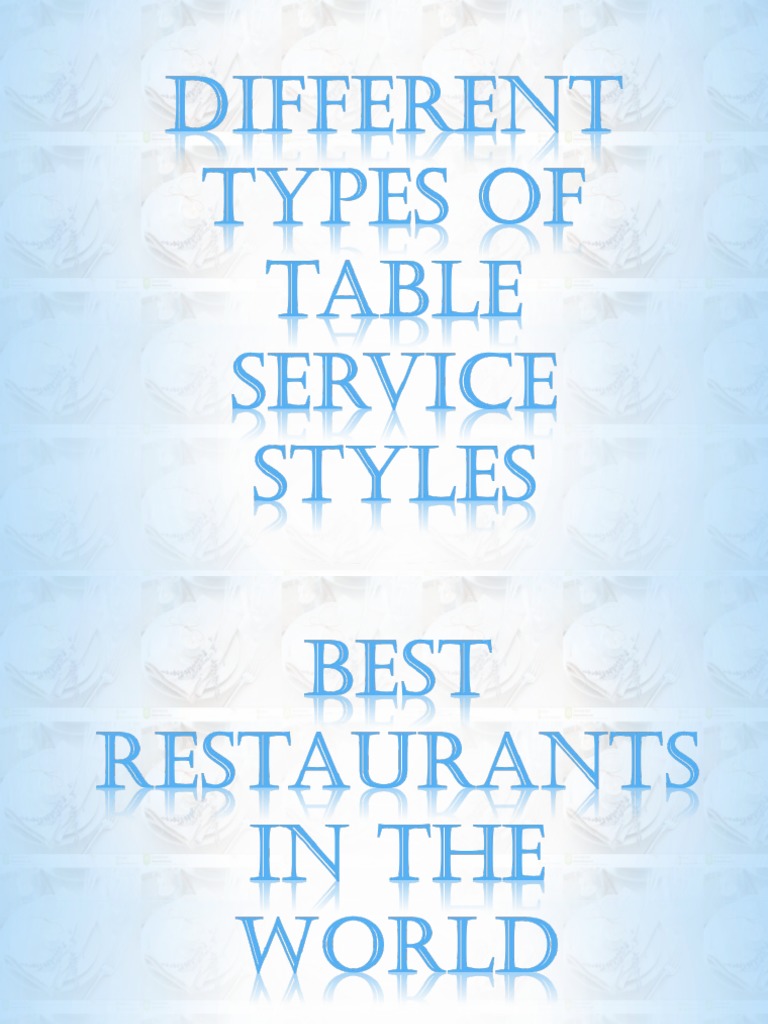 Styles of Table Service in Foodservice Operations PDF Foodservice