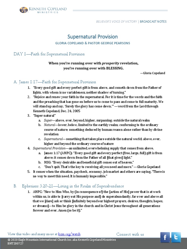 DAY 1-Faith For Supernatural Provision | PDF | Elijah | God