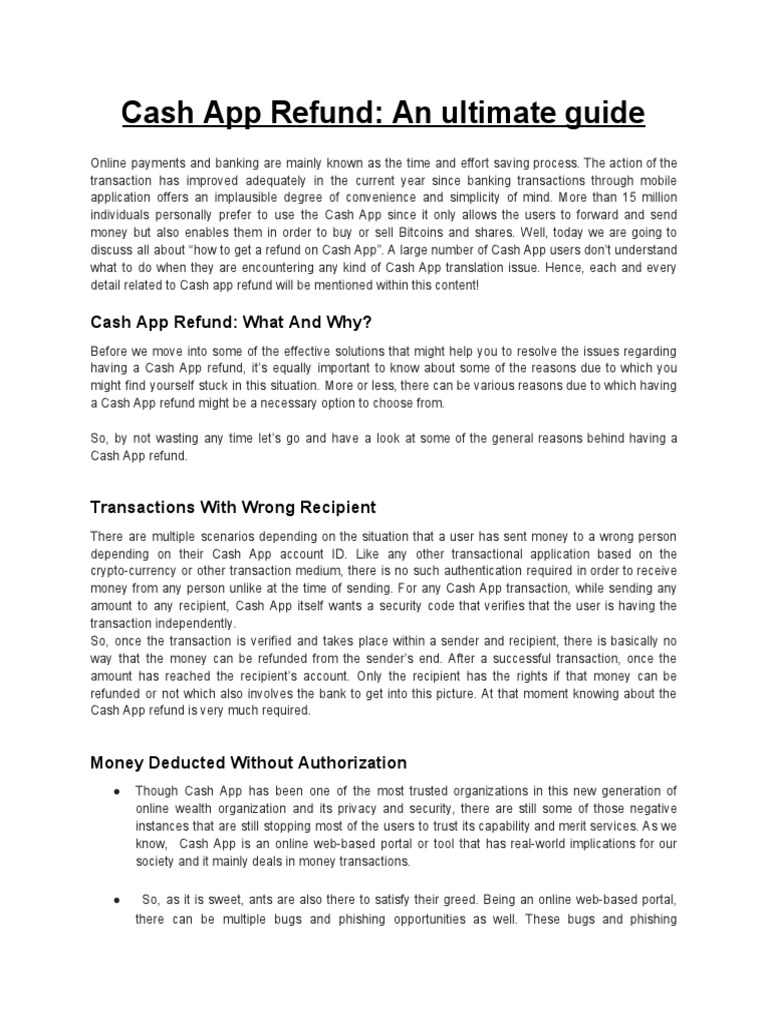 Cash App Refund Process PDF | PDF | Cash | Mobile App
