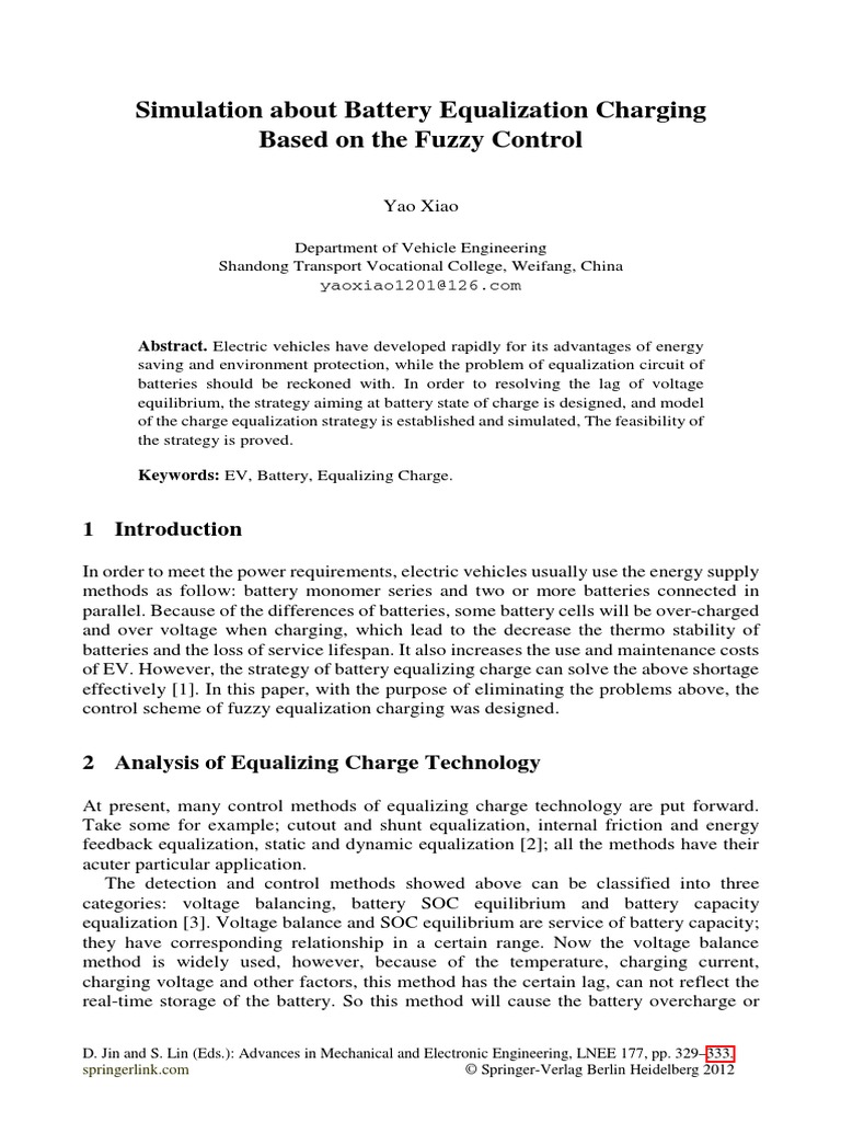 Simulation About Battery Equalization Charging Based On The Fuzzy ...
