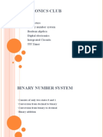 Electronics Club: Binary Number System Boolean Algebra Digital Electronics Integrated Circuits 555 Timer