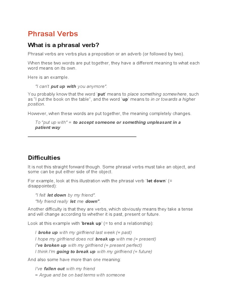 Phrasal Verbs: What Is A Phrasal Verb? | PDF | Phrase | Verb