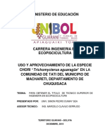 Uso y Aprovechamiento de La Especie Trichomycterus Aguaragüe