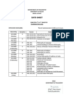 Date-Sheet: Department of Philosophy University of Delhi DELHI-110 007
