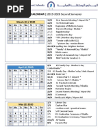 SCHOOL CALENDAR - 2019-2020 Second Semester: March (3) / 2020