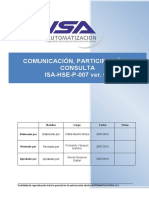 ISA-HSE-P-007 V00 Comunicación, Participación y Consulta