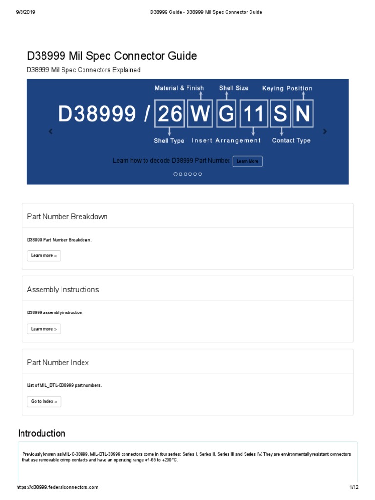D38999 Guide D38999 Mil Spec Connector Guide PDF Electrical