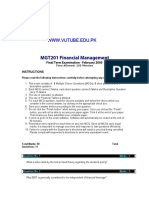 Financial Management MGT201 Fall 2004 Final Term Paper