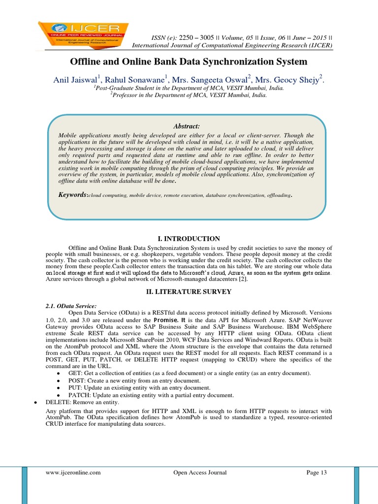 Offline and Online Bank Data Synchronization System | PDF | Cloud ...