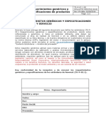 Carta de Acuerdos Genéricos y Especificaciones de Productos y Servicios