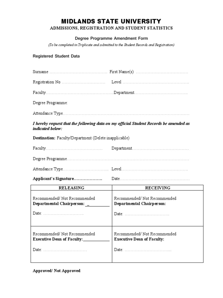 Degree Programme Amendment Form | PDF