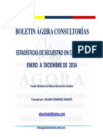 Estadisticas de Secuestro en Colombia Enero A Diciembre de 2014 Boletin Agora Consultorias PDF