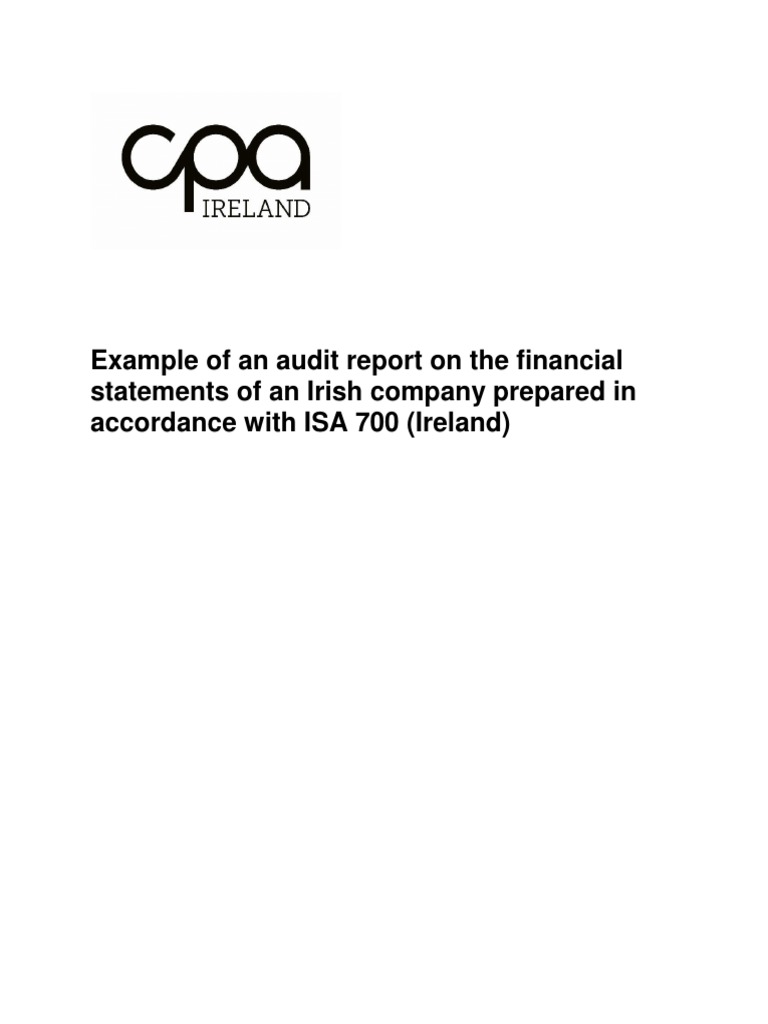Sample Auditor S Report On Financial Statements of A Priv Co ISA 700 ...