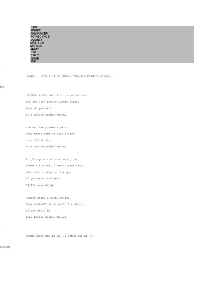 Annie jr script free download