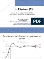 Control Systems (CS) : Lecture-14-15 (Supplementary Slides) Time Domain Analysis of 2 Order Systems