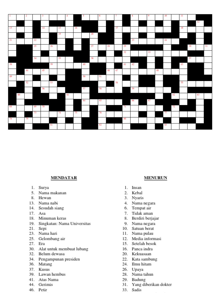 Teka Teki Silang Ke 1