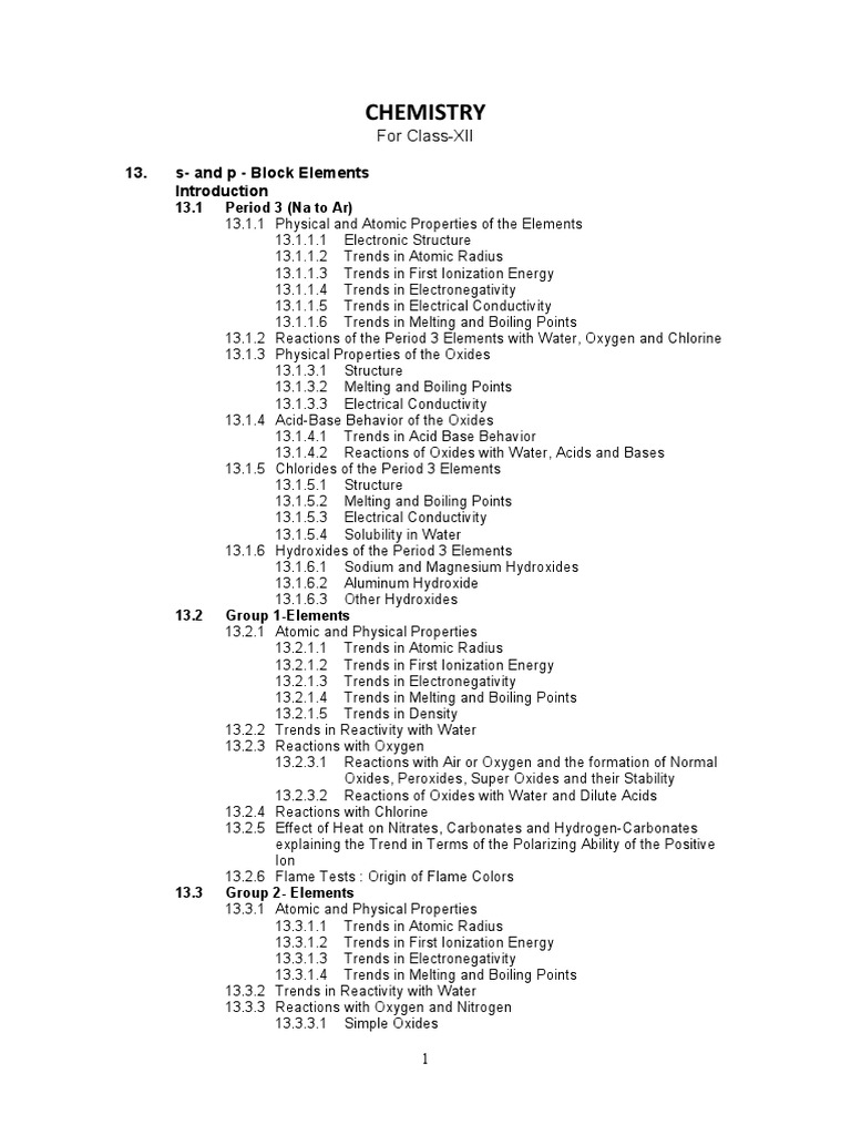 Chemistry 13 S And P Block Elements Pdf Oxide Chemical Reactions