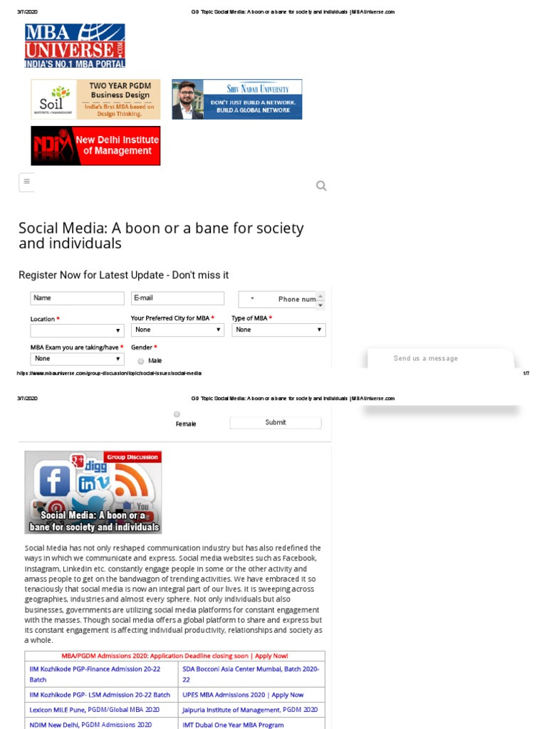 GD Topic Social Media - A Boon or A Bane For Society and Individuals ...