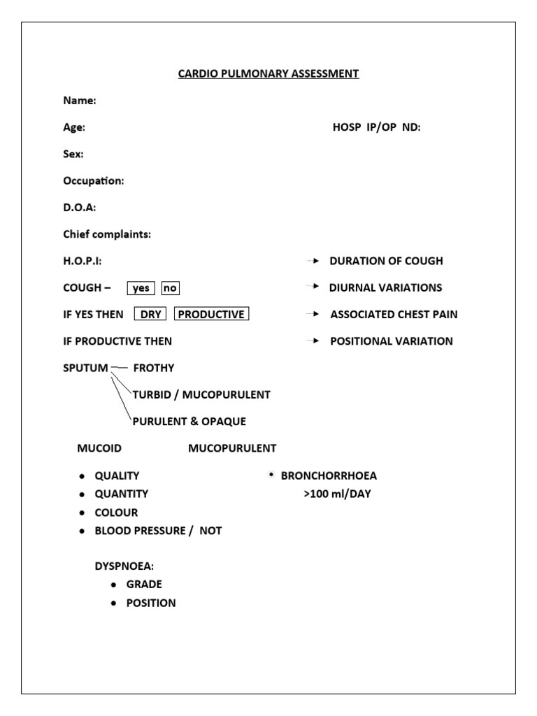 Comprehensive Cardiopulmonary Assessment | PDF | Thorax | Pain