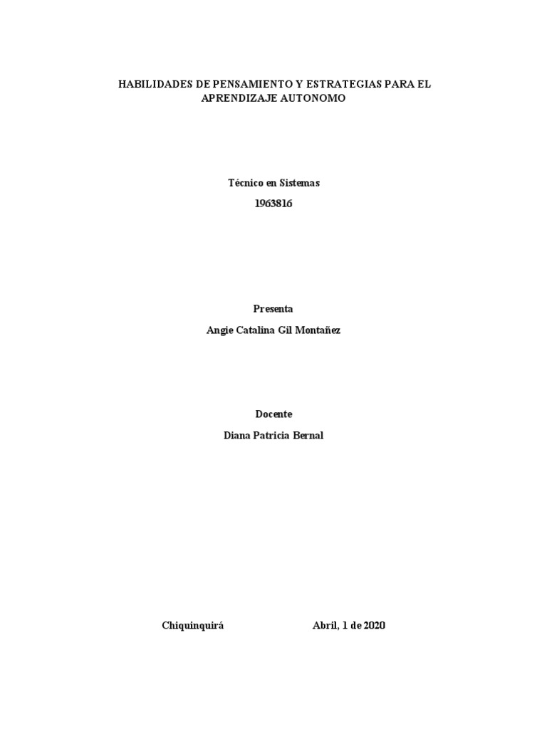 Habilidades de Pensamiento y Estrategias para El Aprendizaje Autonomo ...