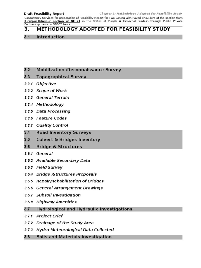 Feasibility Study Methodology for NH-21 | PDF