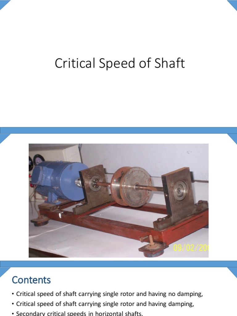 Chapter 4 Critical Speed of Shaft PDF Acceleration Force