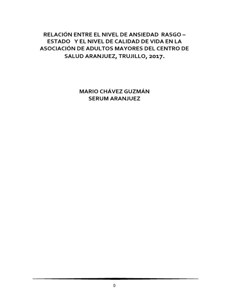 Ansiedad y Calidad de Vida en Adultos Mayores | PDF | Adultos | Ansiedad