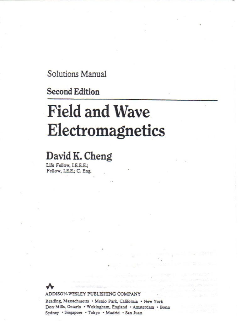 Cheng Field And Wave Electromagics 2ed Solution Manual Mechanics Theoretical Physics