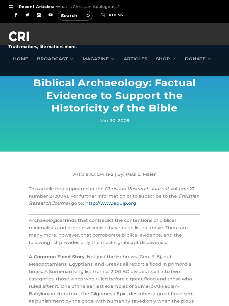 Biblical Archaeology: Factual Evidence To Support The Historicity of ...