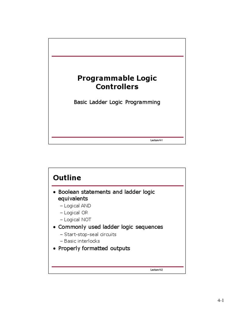 LECT04 - Basic Ladder Logic Programming PDF | PDF | Electronic Design ...