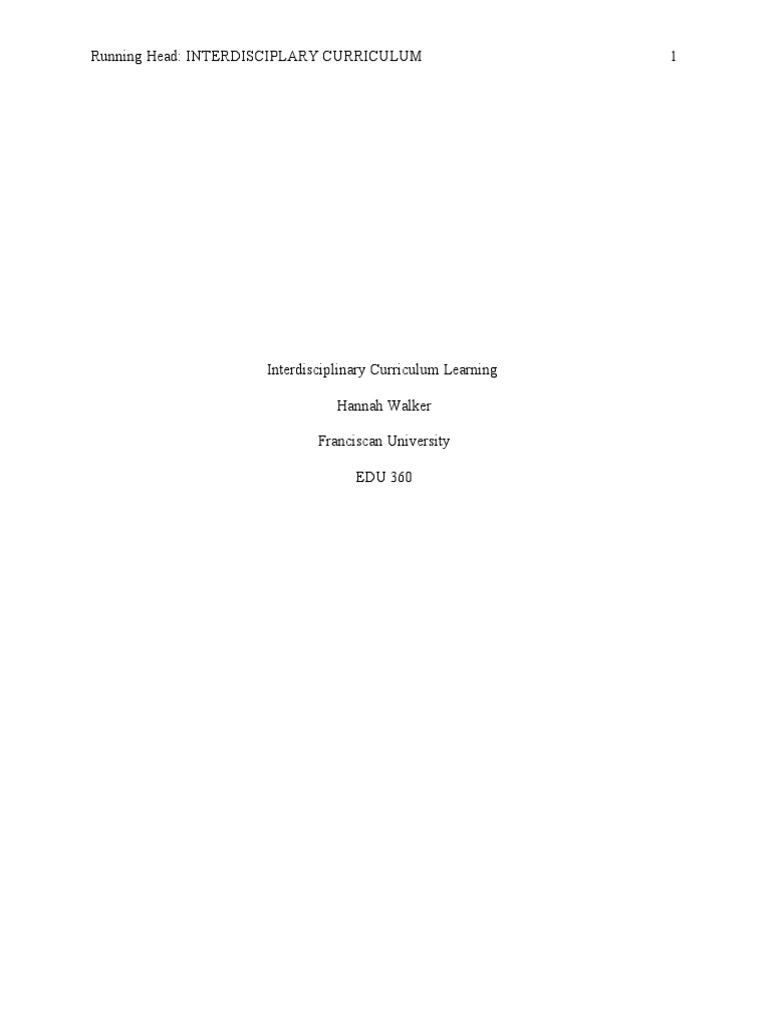 Interdisciplinary Learning Walker | PDF | Curriculum | Interdisciplinarity