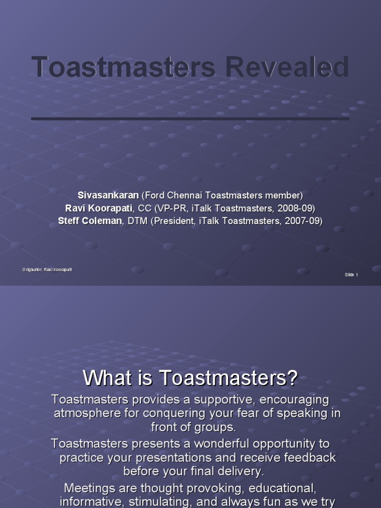Toastmasters Introduction - Final | PDF | Leadership | Cognition