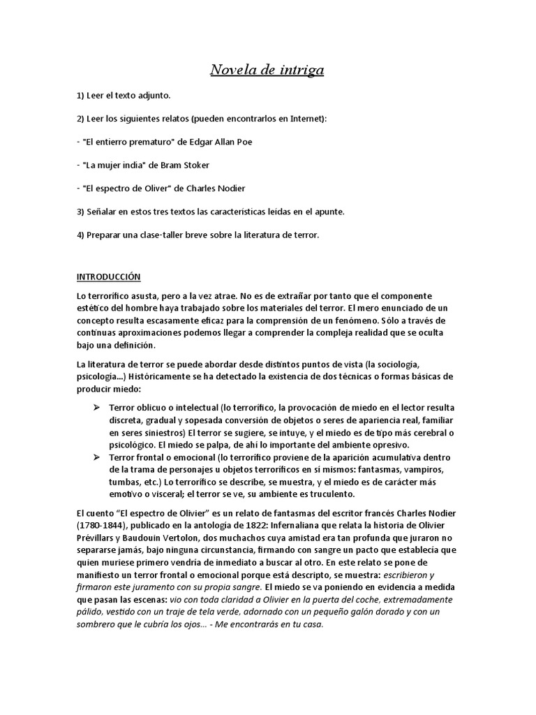 Novela de Intriga | PDF | Ficción de terror | Edgar Allan Poe