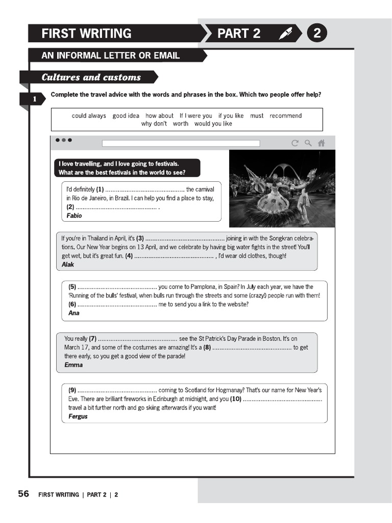 Informal Letter or Email Writing Pages 56, 57 | PDF