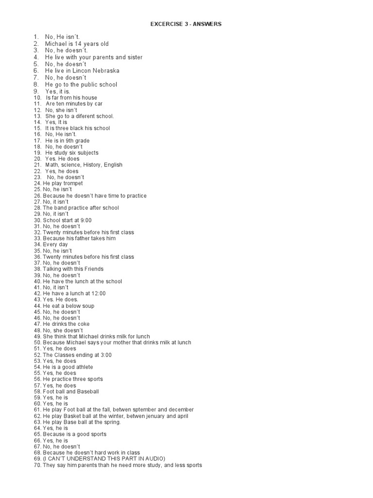 Excercise 3 - Answers | PDF