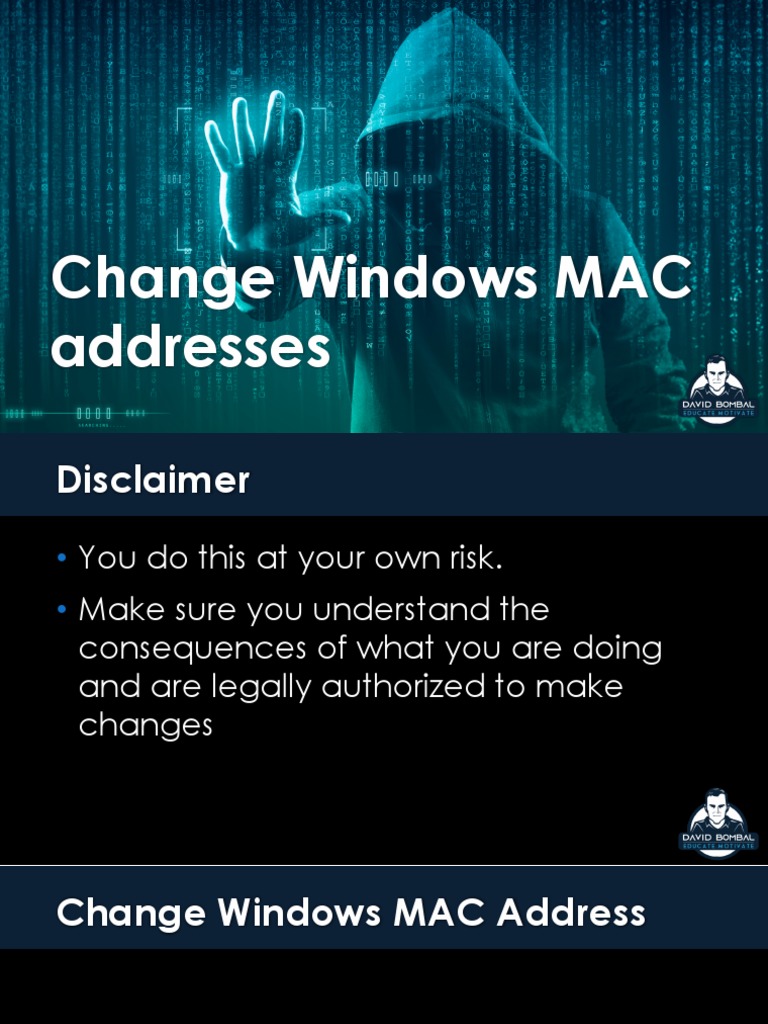 Change Windows MAC Address PDF PDF Windows Registry Command Line