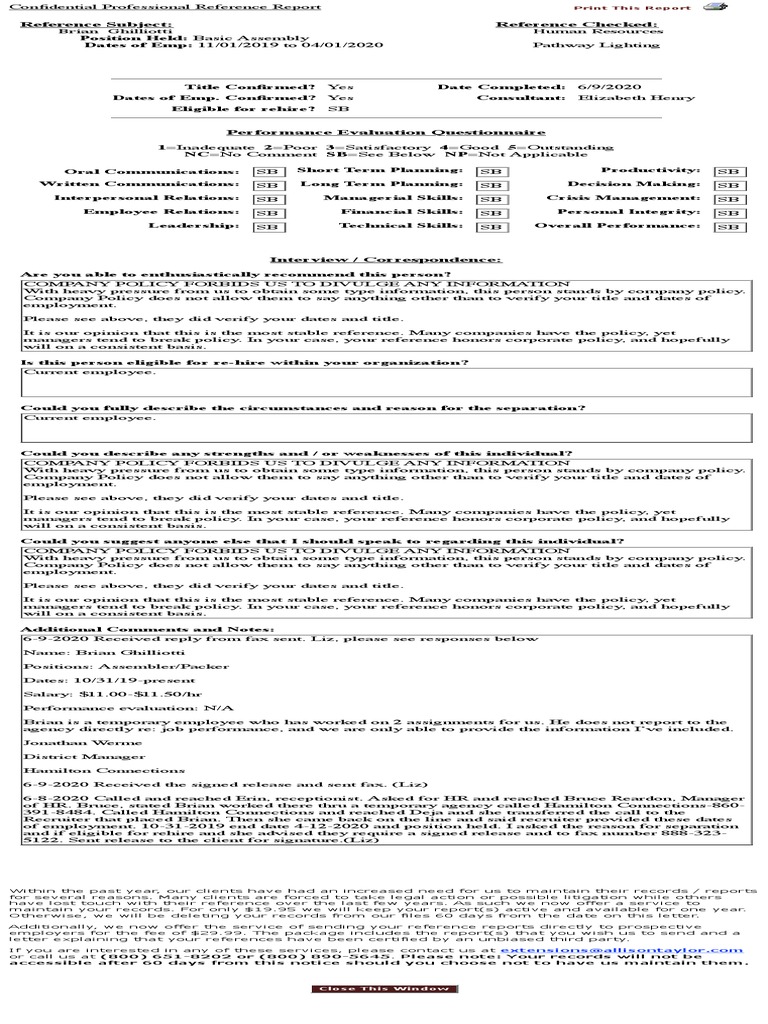 Hamilton Connections Reference Report | PDF | Employment | Business