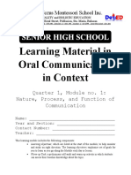 Senior High School: Learning Material in Oral Communication in Context